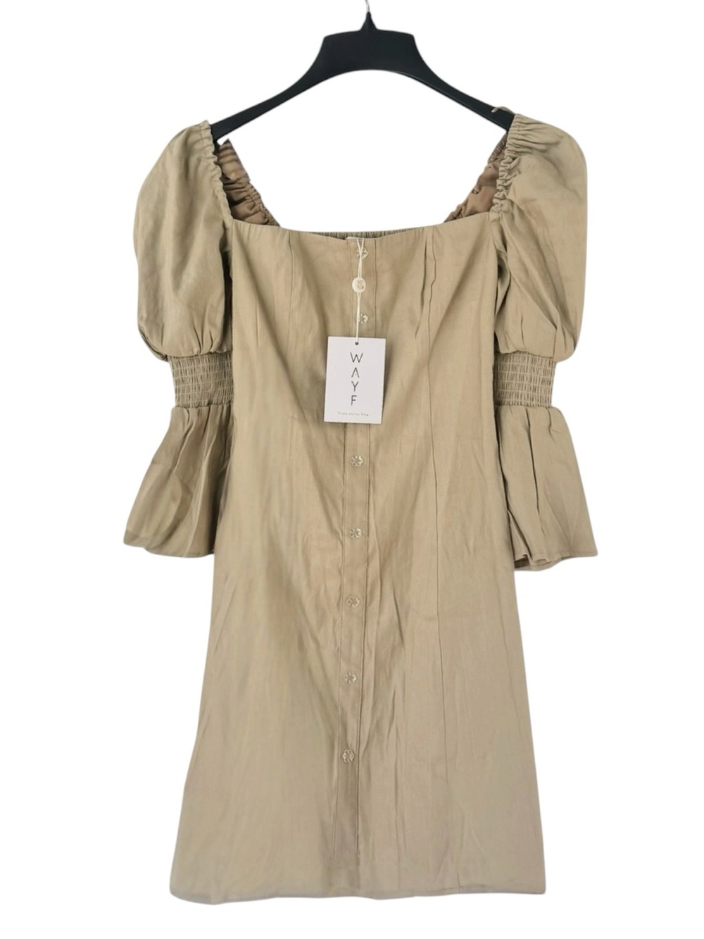 Wayf Juliet Sleeve Linen Blend Dress NWTS - Picture 2 of 5